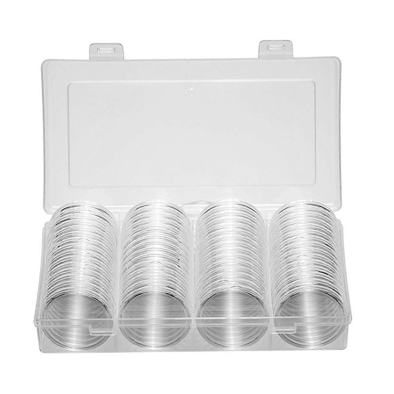 60Pcs/Set 41MM Portable Coin Holders Reusable Acrylic Transparent Storage Cases Round Protector Organizers for Collection