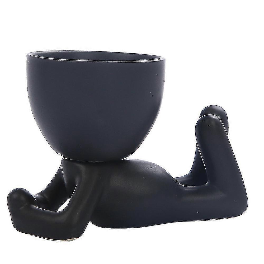 Mini-family Flowerpot Human Being Shape Ceramic Desktop Planter Container For Succulents