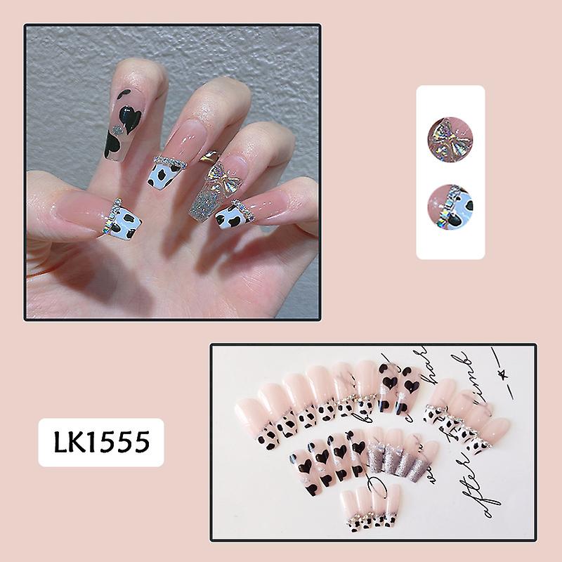 24pcs False Nail Glue Type Removable Long Paragraph