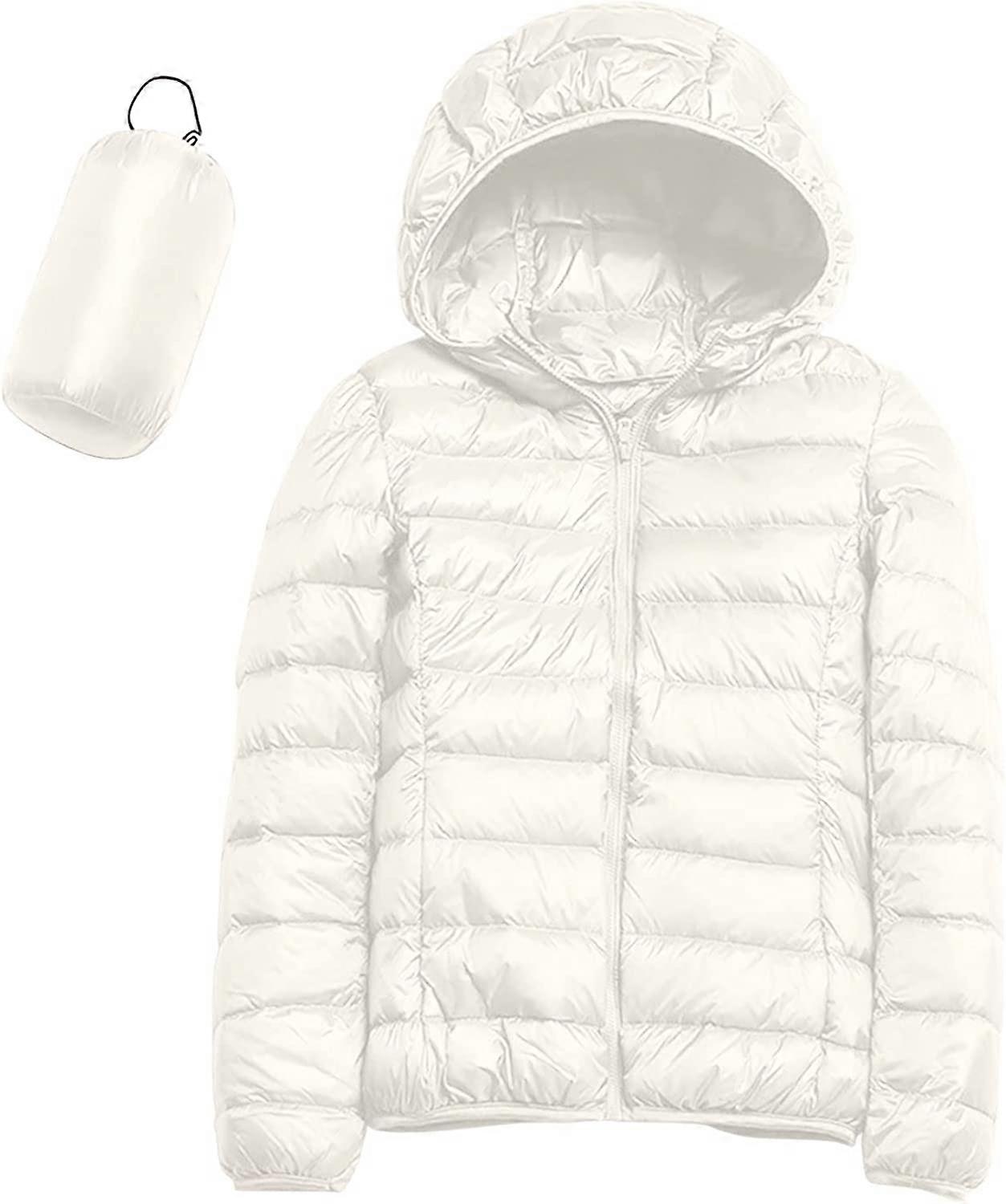 Womens Casual Lightweight Hooded Down Jacket Packable Puffer Coats Ultra Light Weight Short Down Jacket with Storage Bag