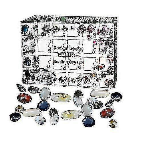 24 Bucată Aura Vindecarea Crystal Stone Vindecarea Crystal Gem Set, Crăciun Countdown Calendar, Cadou ideal de Crăciun