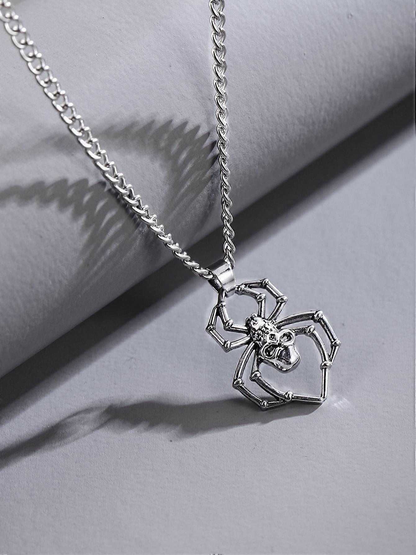 1pc פאנק מתכת רטרו שרשרת תליון עכביש, אביזר גברים מתאים למסיבות וחיי היומיום