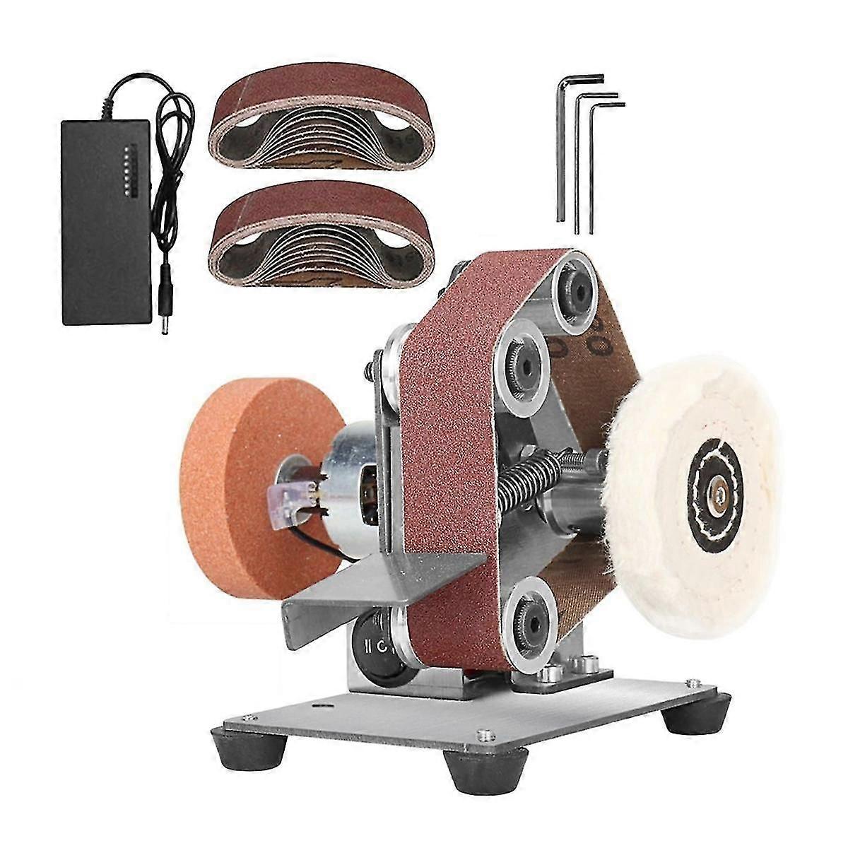 Eu Plug, Mini Belt Sander Electric Sanding Polishing Grinding Machine 7 Variable Speed compatible with Polishin