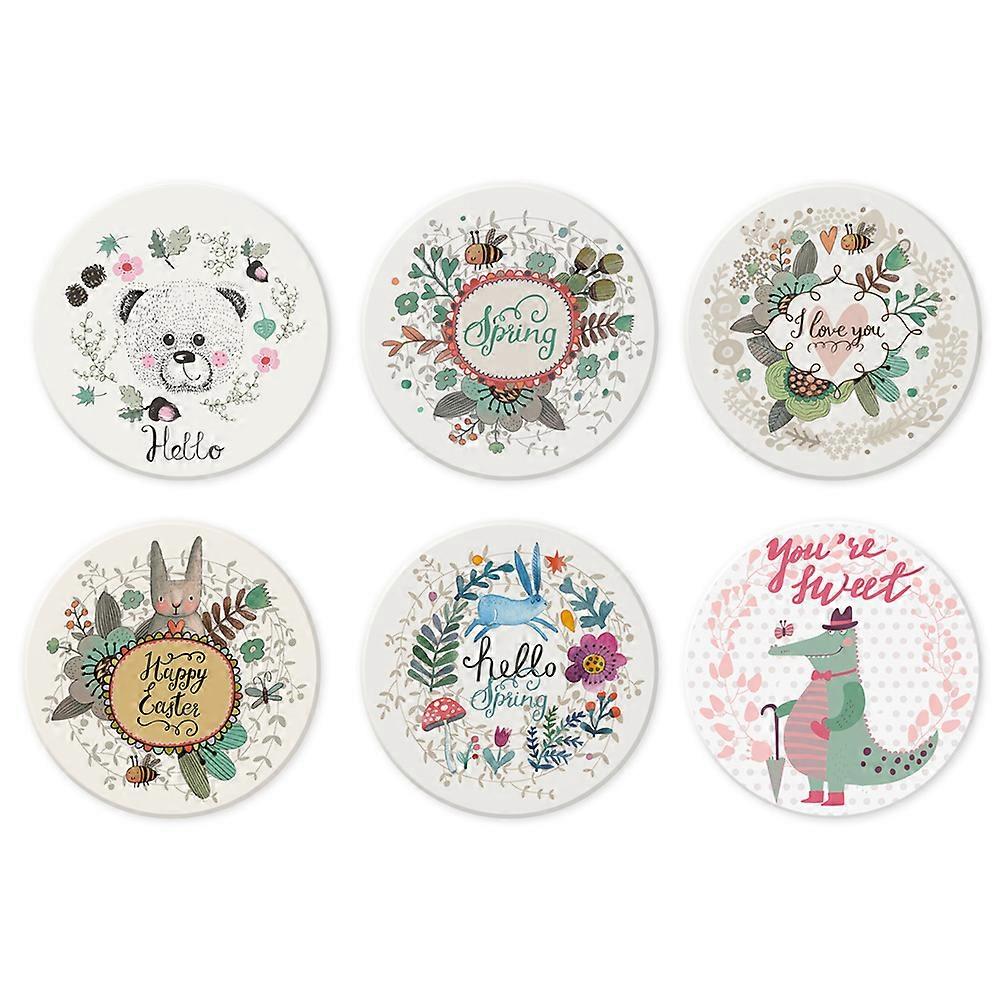 Sottobicchiere da 6 pezzi, con portabicchieri per bevande, sottobicchiere rotondo in pietra ceramica, cuscino di base in sughero da tavolo, utilizzato per posizionare tazze e tazze, per uso ufficio.