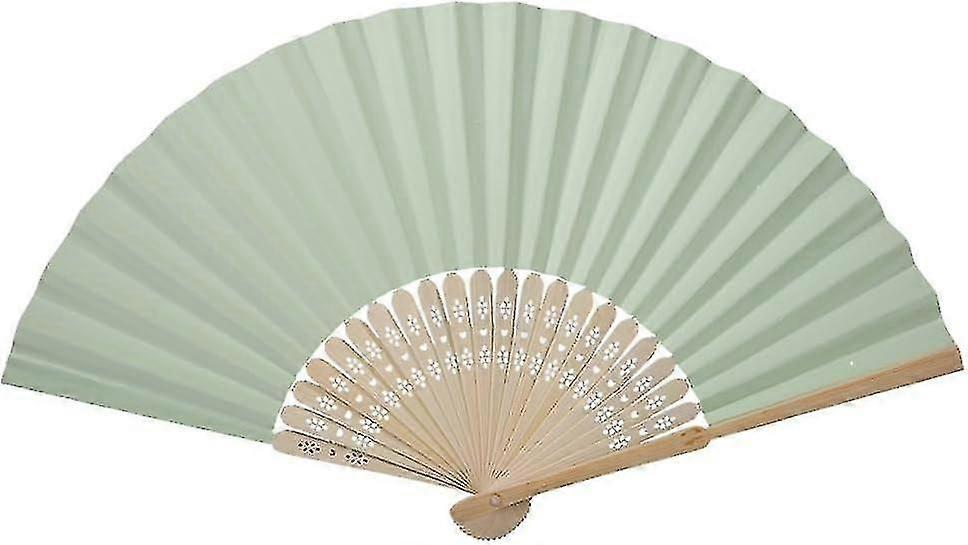 Håndlavet foldbar bambusventilator DIY håndholdt blank papirventilator (lysegrøn)