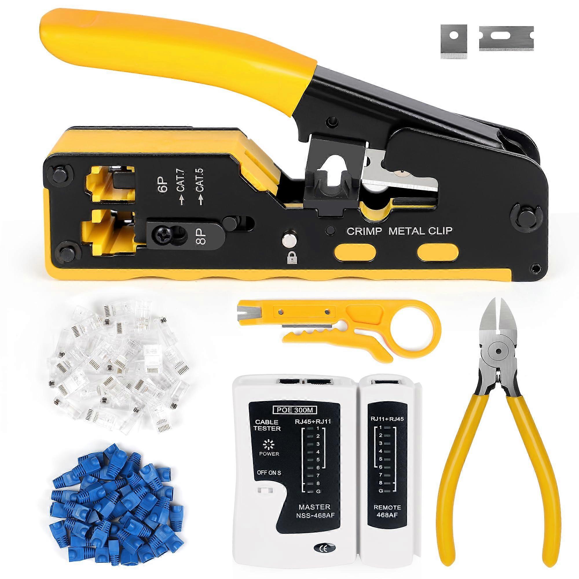Rj45 crimp tool kit for network cable repair
