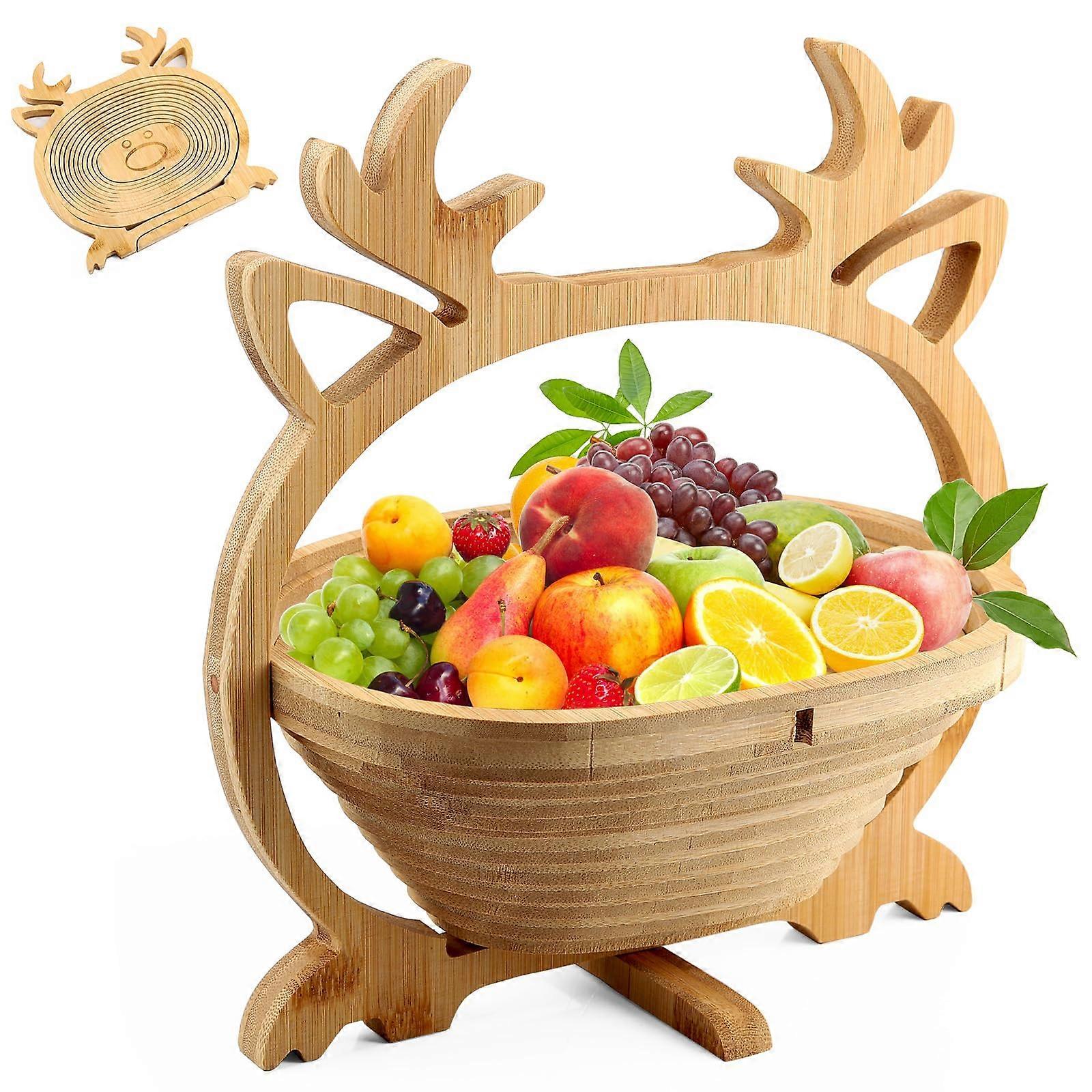 Foldable Fruit Basket for Christmas Decorations, Holiday Party Use, Collapsible Design, Large Size, Durable Material