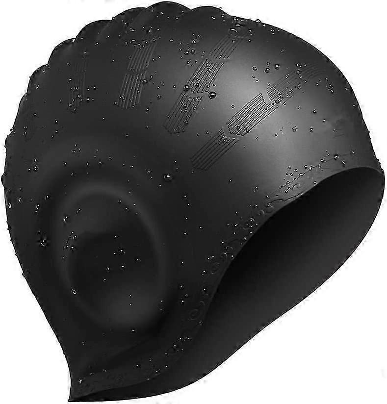 Swimming Cap, Waterproof Silicone Unisex Swim Cap, Long Hair Cap With Earmuffs For Men And Women For Water Sports