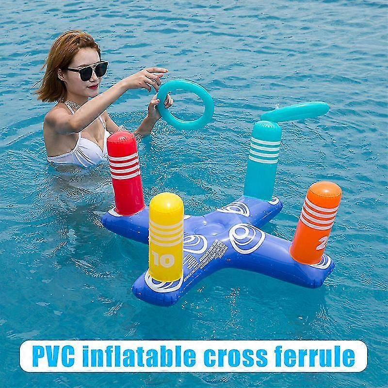 PVC Inflatable Cross Ring Toys Play Game with 4 Circles Water Float Playing Ring Swimming Pool New