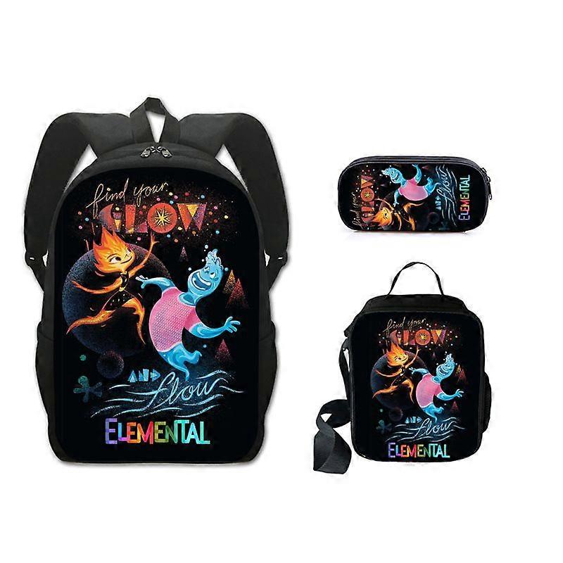 Crazy Element City student schoolbag Elemental backpack single-layer pencil bag lunch bag three-piece set