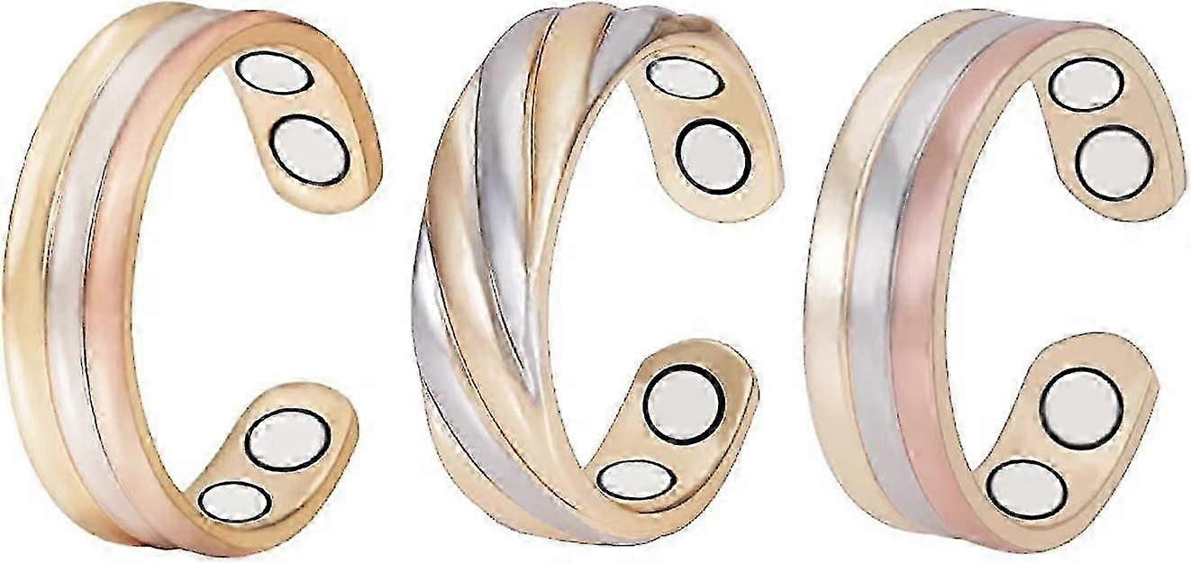 3pcs tri tone μαγνητικοί δακτύλιοι χαλκού για τη ρυθμιστική αρθρίτιδα μαγνητικά δαχτυλίδια για τις γυναίκες δώρο για τη μαμά σύζυγος