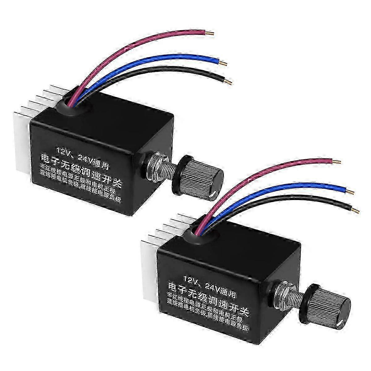 12V / 24V DCモータースピードコントローラー2パック、ユニバーサルユース用無段階ノブスクリューレギュレータースイッチ