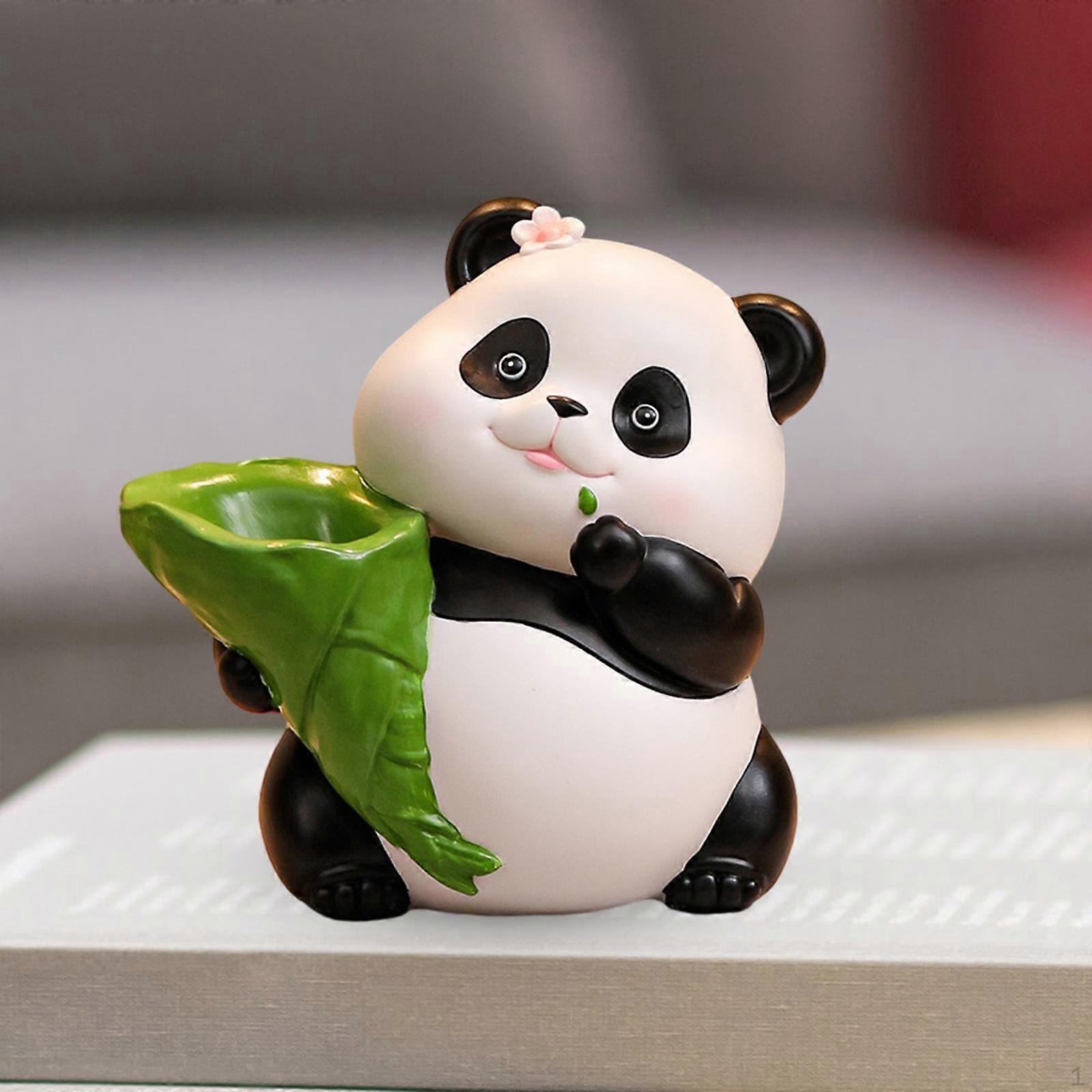 Panda Figurine Animal Sculpture Cute Collection Art Craft Ornament Statue for Cabinet Living