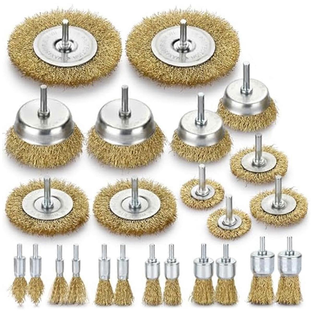 Wire Wheel for Drill-24Pack Brass Wire Wheel Cup Brush and End Brush