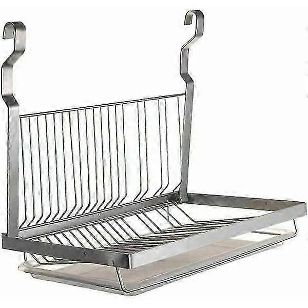 Collapsible wall-mounted dish rack in stainless steel