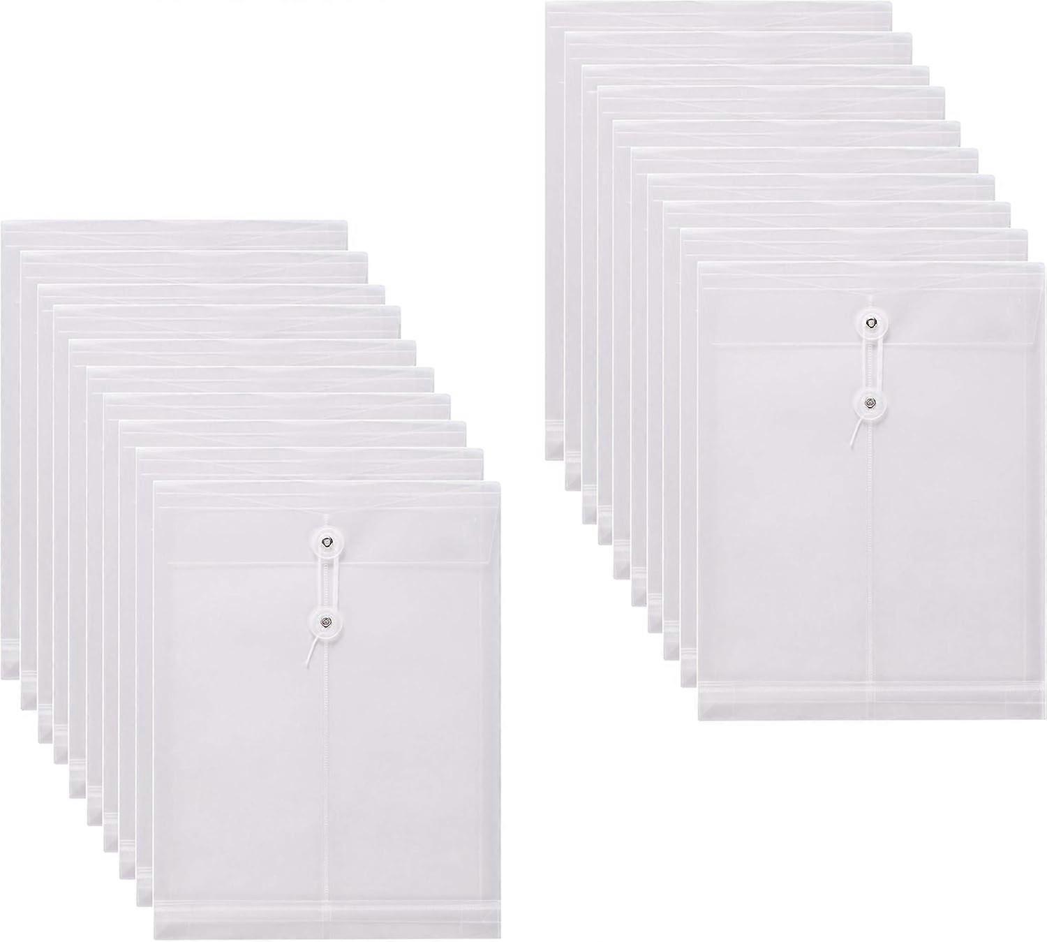 Professional Clear Envelopes, Water Resistant Plastic Envelopes With Expandable Gusset And Button & String Tie Closure, Durable Poly Material Offers