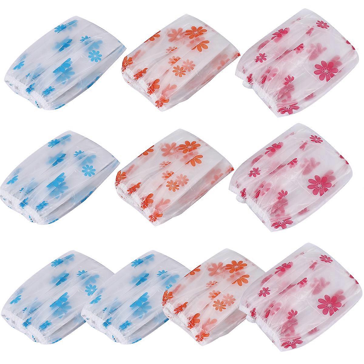 10Pcs Waterproof Shower Cap Elastic Bath Hat for Women Reusable