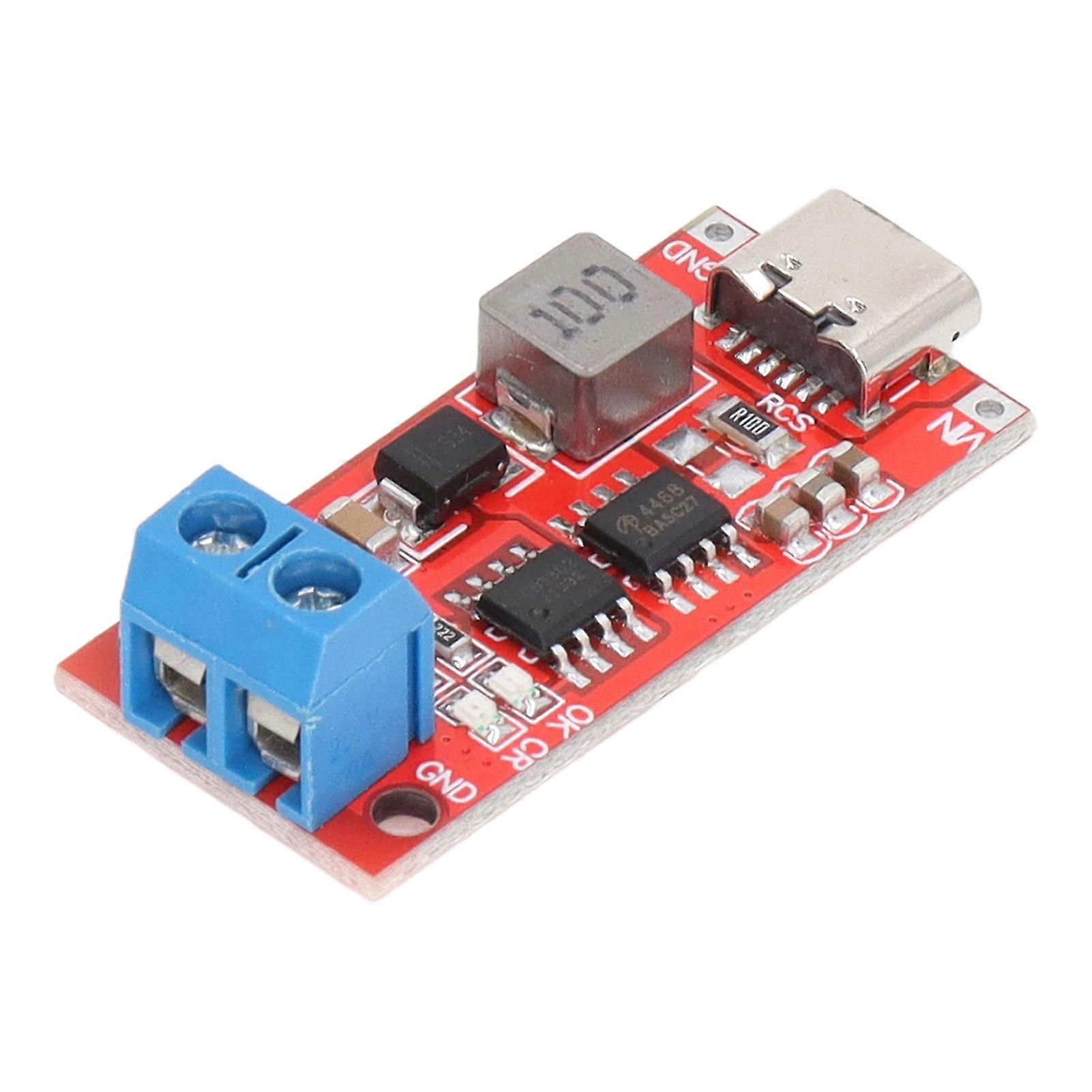 3S Type C to 12.6V Lithium Battery Charger Module Boost Charging Board DC 3‑6V Input Red