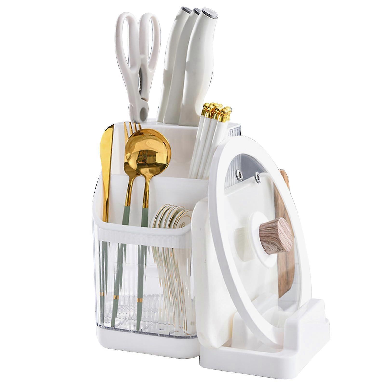 Universal Multifunctional Modern Kitchen Knife Holder with Bamboo Design, Space-Saving, Adjustable Size, and Non-Slip Base