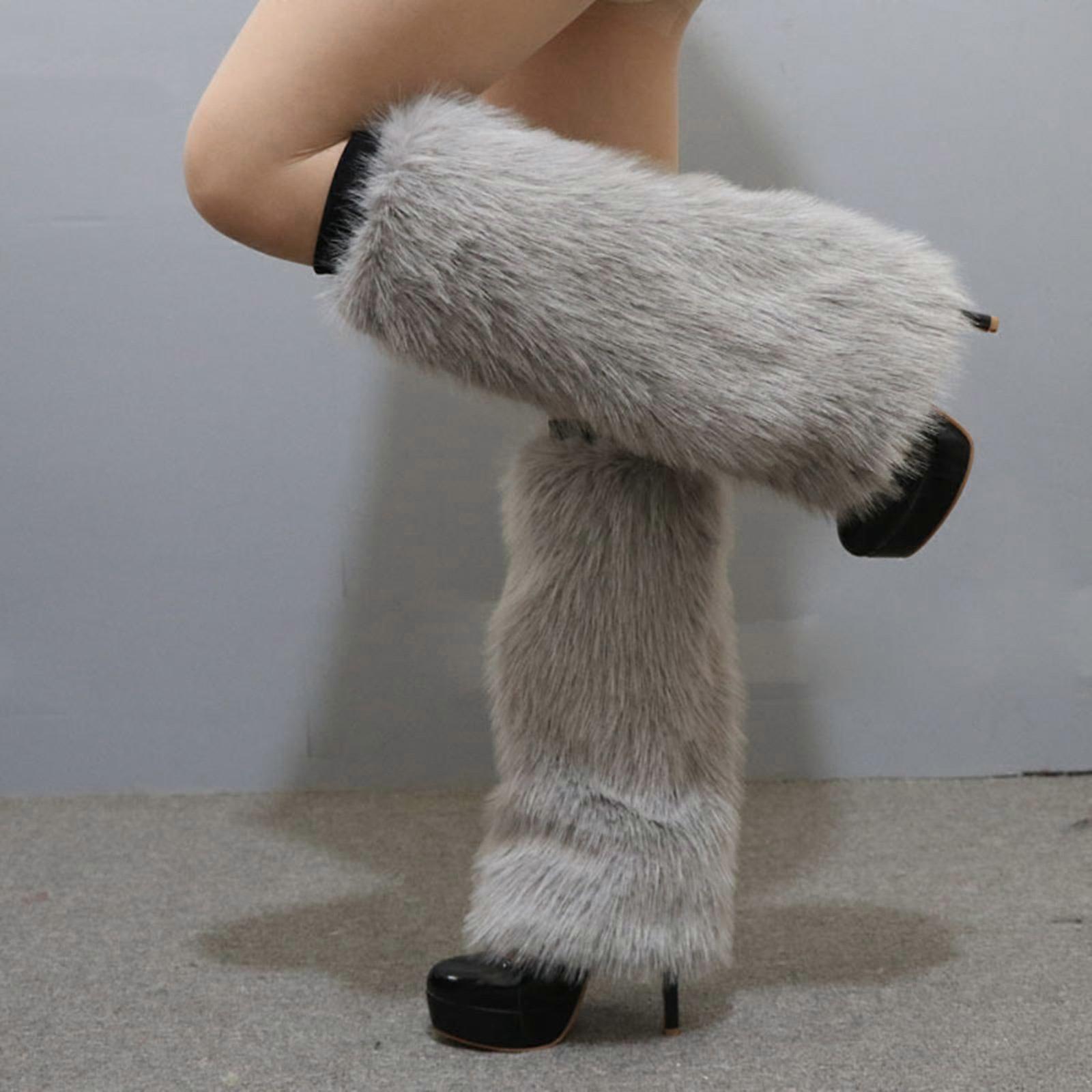 Scaldamuscoli In Peluche Termici Per Donna – Calzini Al Ginocchio Con Polsino Soffice In Finta Pelliccia, Stile Y2K, Tinta Unita, Per Stivali E Outfit Moda