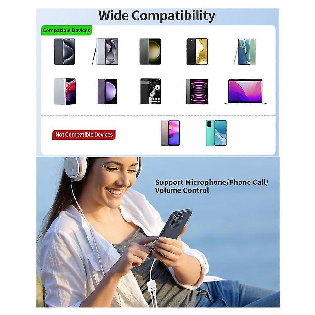 USB-C to 3.5mm Audio Charge Adapter, 60W PD, Type C Aux Converter