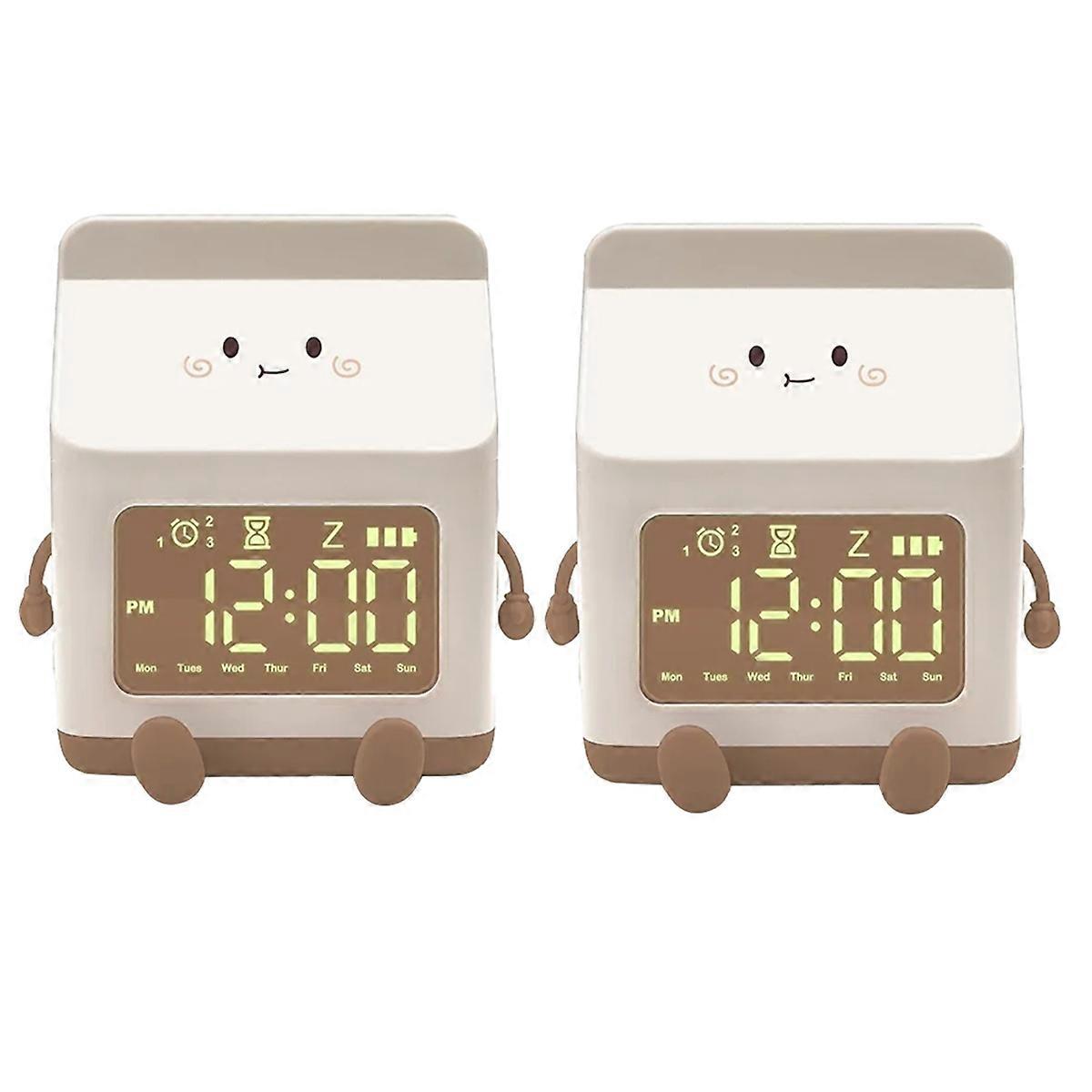 Milk Carton Electronic Alarm Clock Countdown Cute Alarm Clock Brown