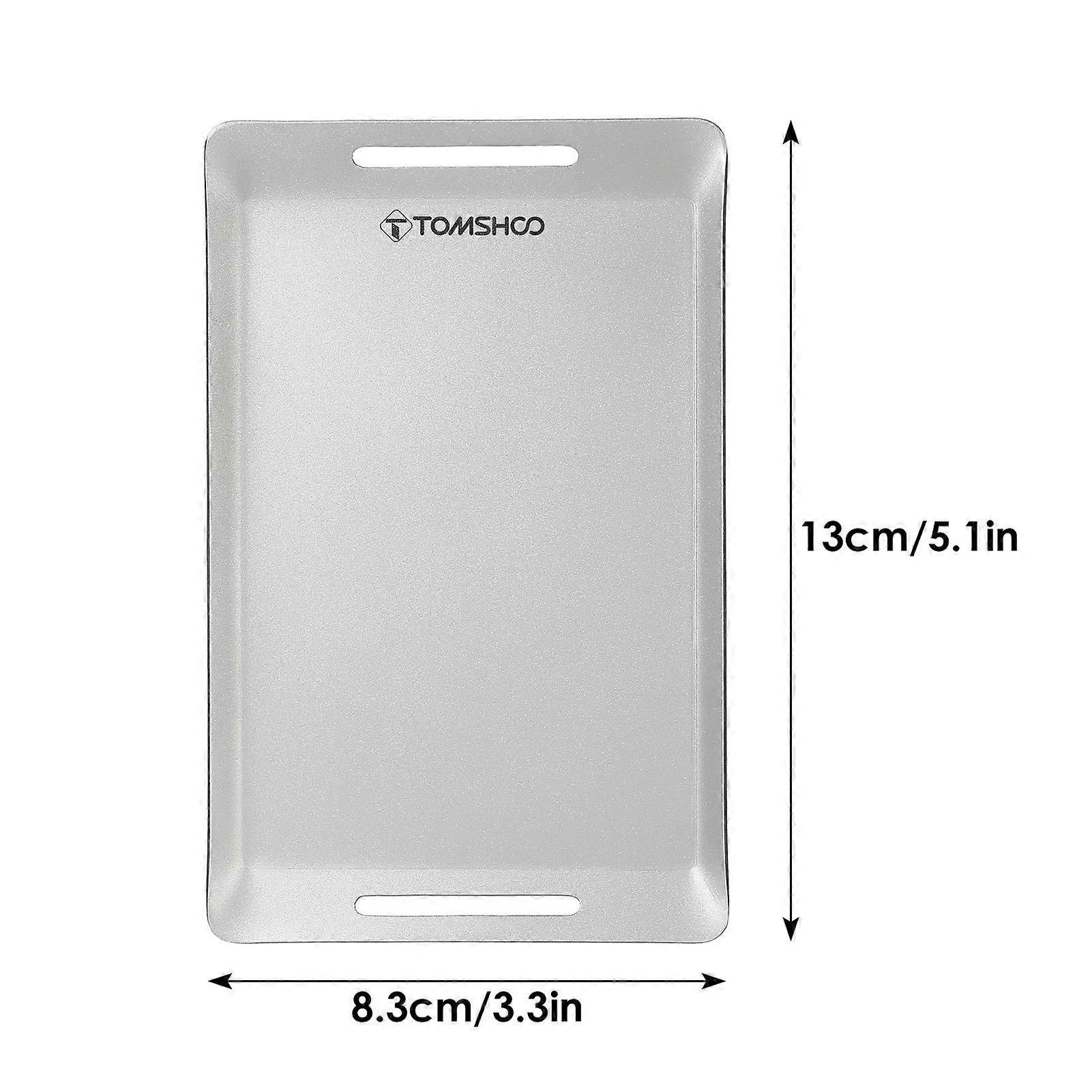 TOMSHOO Mini Stainless Steel Grill Pan Outdoor BBQ Picnic Grill Pan Cutting Chopping Board for Camping Backpacking Hiking