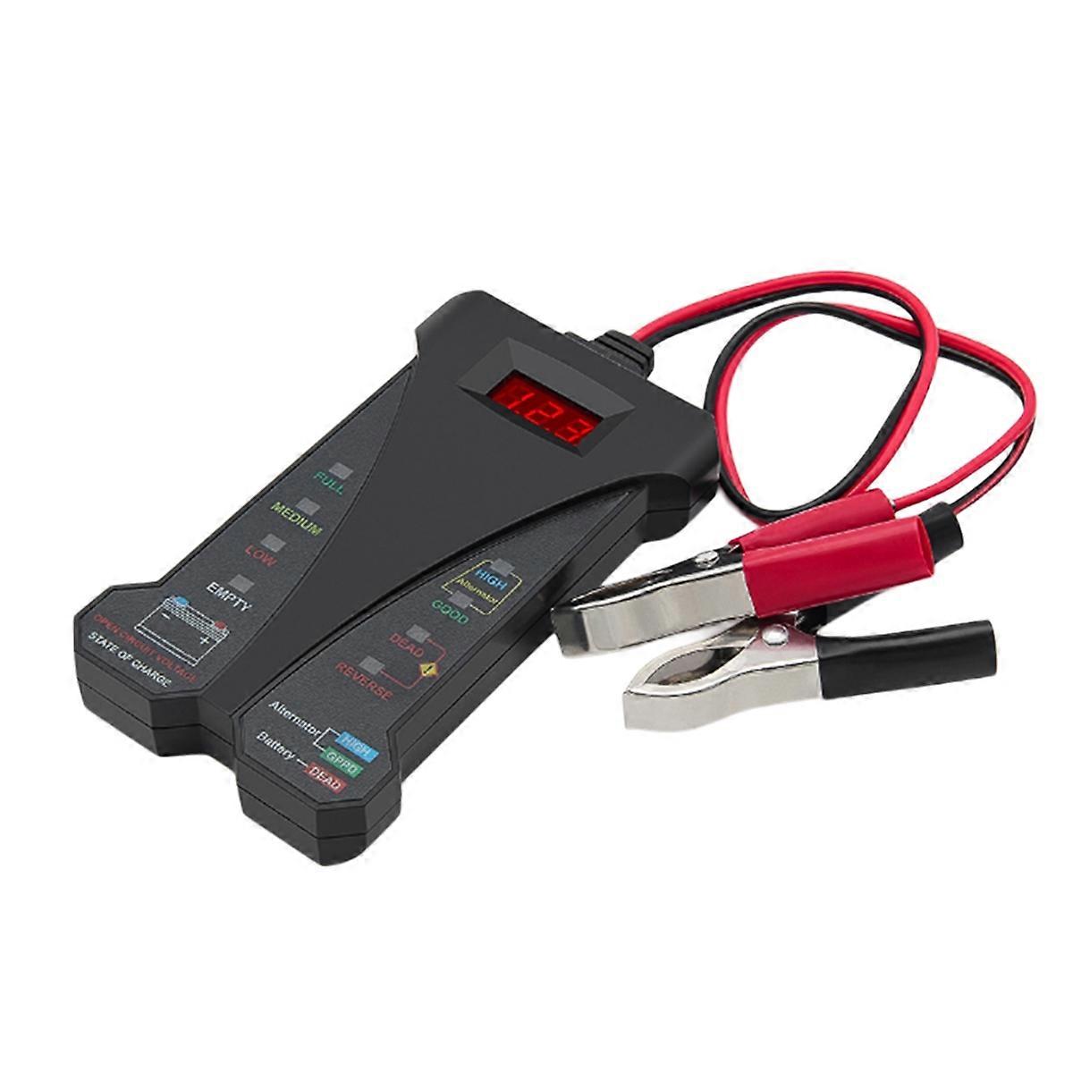 Car Digital LED Display Battery Tester 12V Battery Tester Charging System Analyzer with Clips for Car Motorcycle
