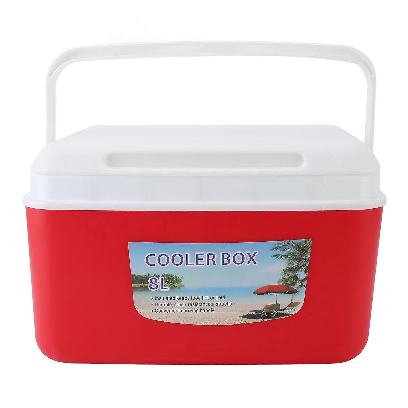 8L Insulated Portable Cooler Box Efficient Warm Cold Hard Cooler for Camping Picnic Beach Fishing Drink Beverage Red