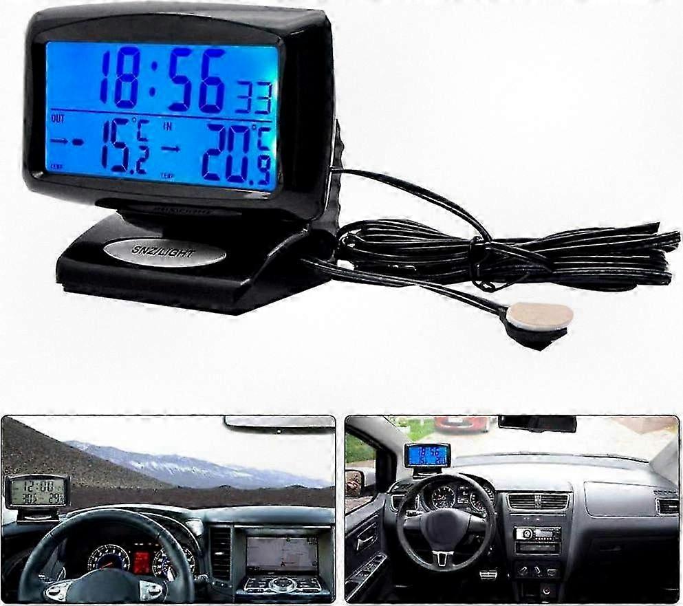 Universal Car Dashboard Digital Clock with Adjustable LCD Display, Temperature, 12/24H Mode for Vehicles.