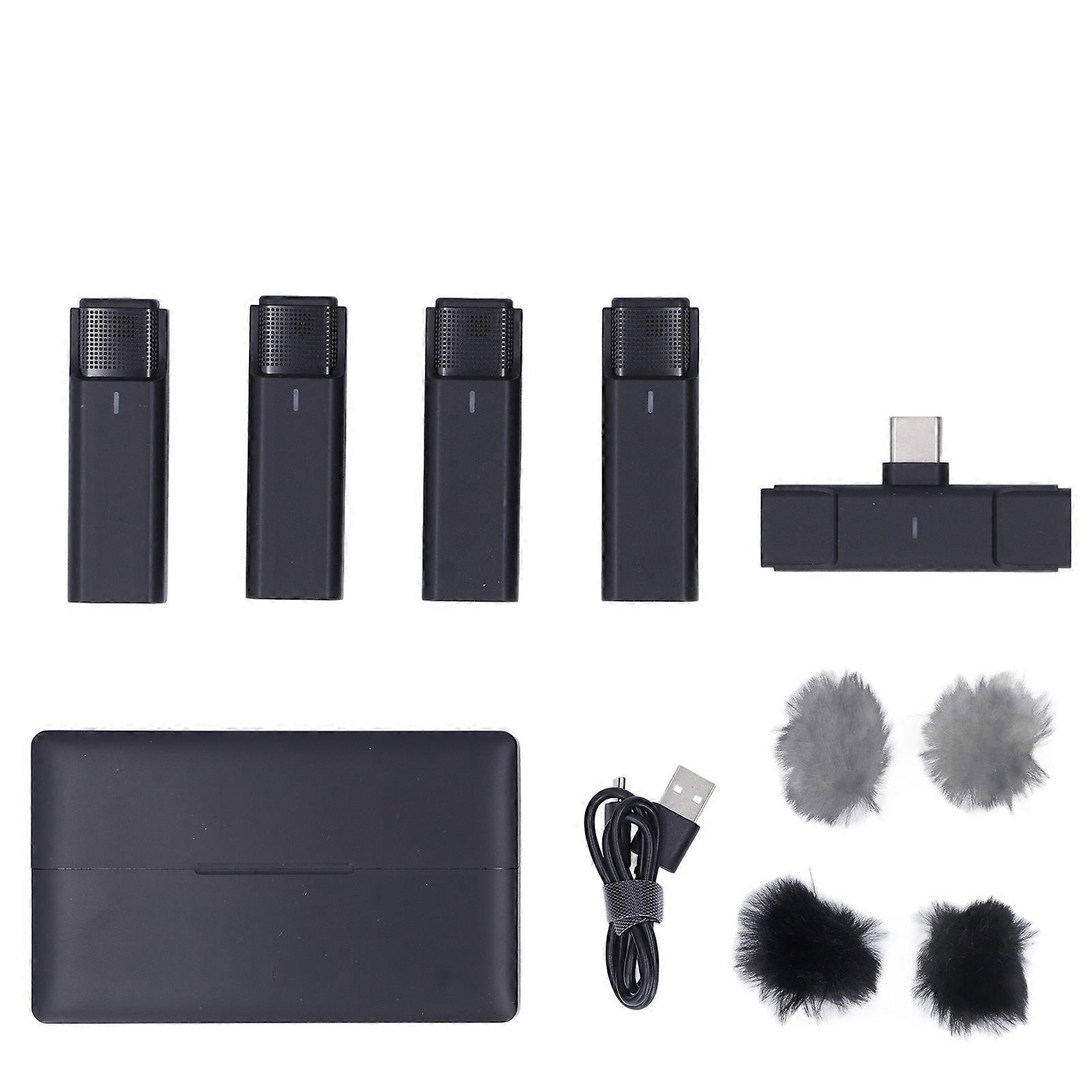 80KHz Wireless Lavalier Microphone with Charging Case Noise Reduction Lapel Mic for Video Recording