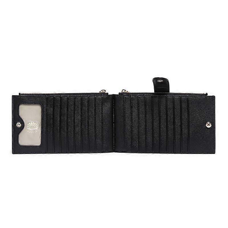 Womens Walllet RFID Blocking Bifold Multi Card Case Wallet with Zipper Pocket Black