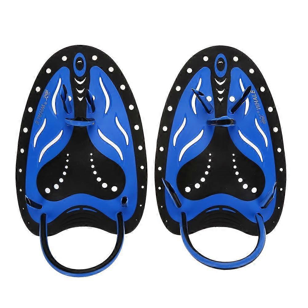 Swimming Hand Paddles (L, Blue). Hydrodynamic design, ergonomic shape, TPR & PP material, max comfort. Suitable for adults.