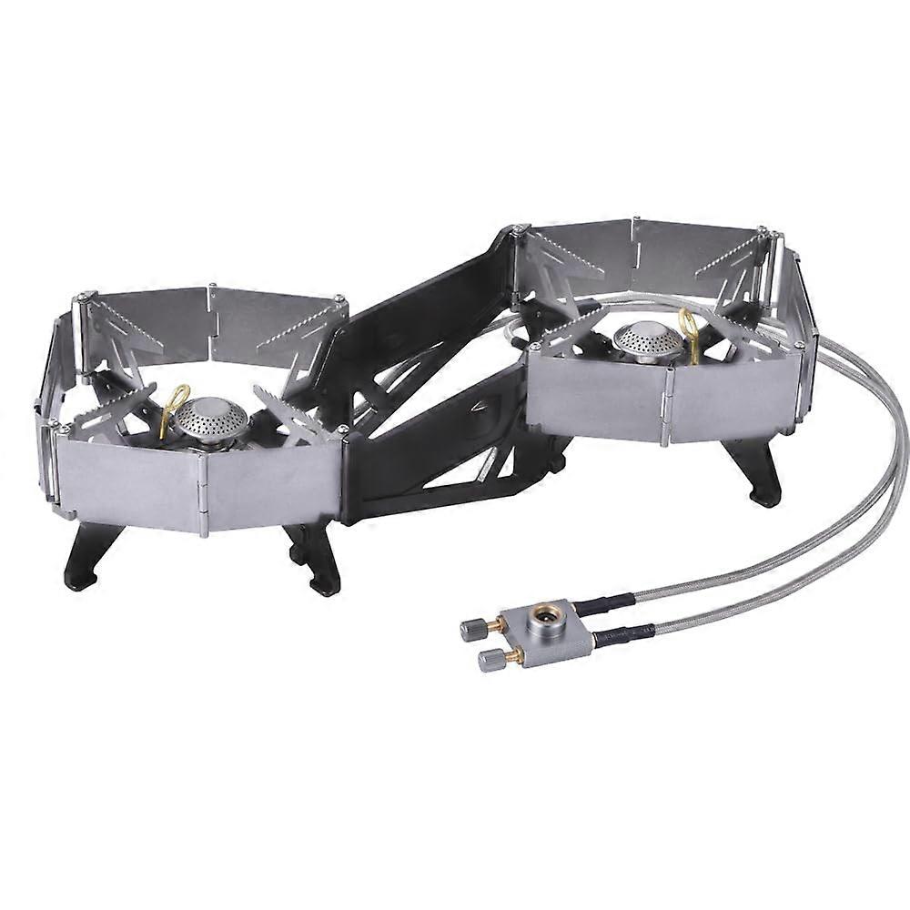 BRS32 Portable Foldable Dual Head Camping Stove Windproof Adjustable Gas Control Lightweight Backpacking Outdoor Cooker