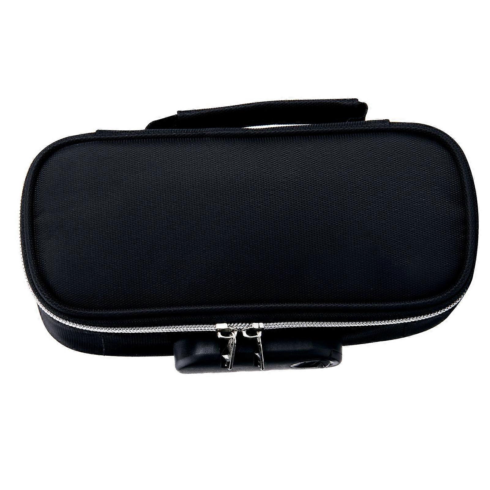 Locking Pencil Case Large Capacity Stylish Canvas Stationery Pouch for High School Students Black 