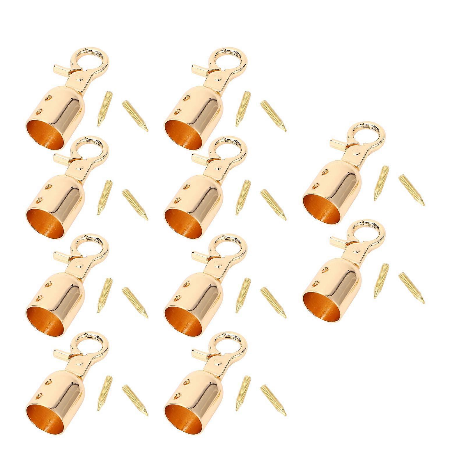 10 Sets Rope End Stopper 15.5mm Diameter Zinc Alloy Cord End Snap Hook with 15.8mm Long Screws Gold