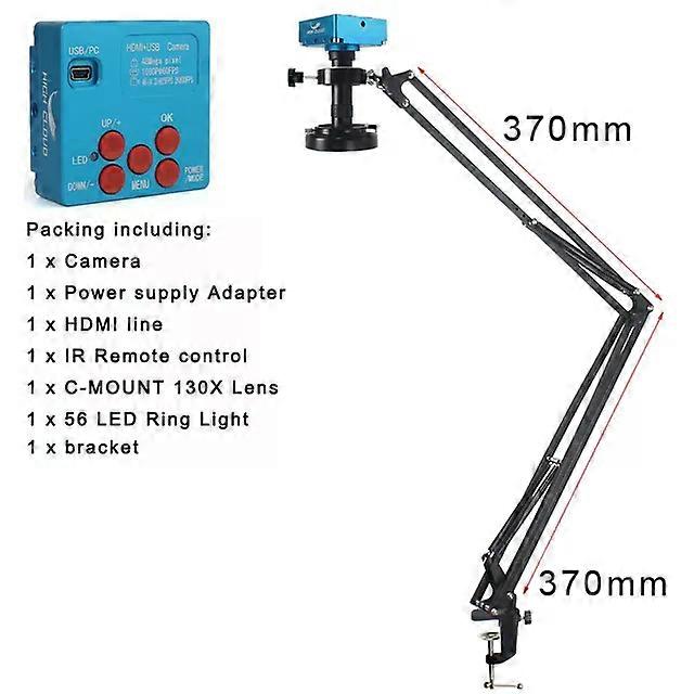 48MP 4K 1080P HDMI USB Industrial Video Digital Microscope Camera 130X Zoom C Mount Lens Cantilever stand For Repair Soldering