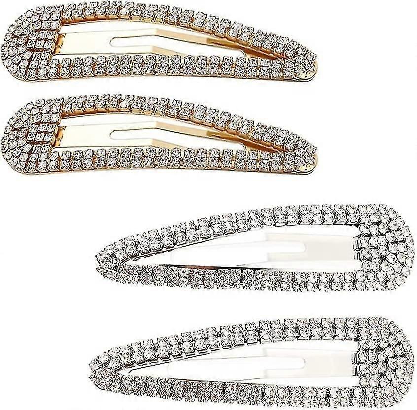 4 Pcs Rhinestone Snap Clips Large