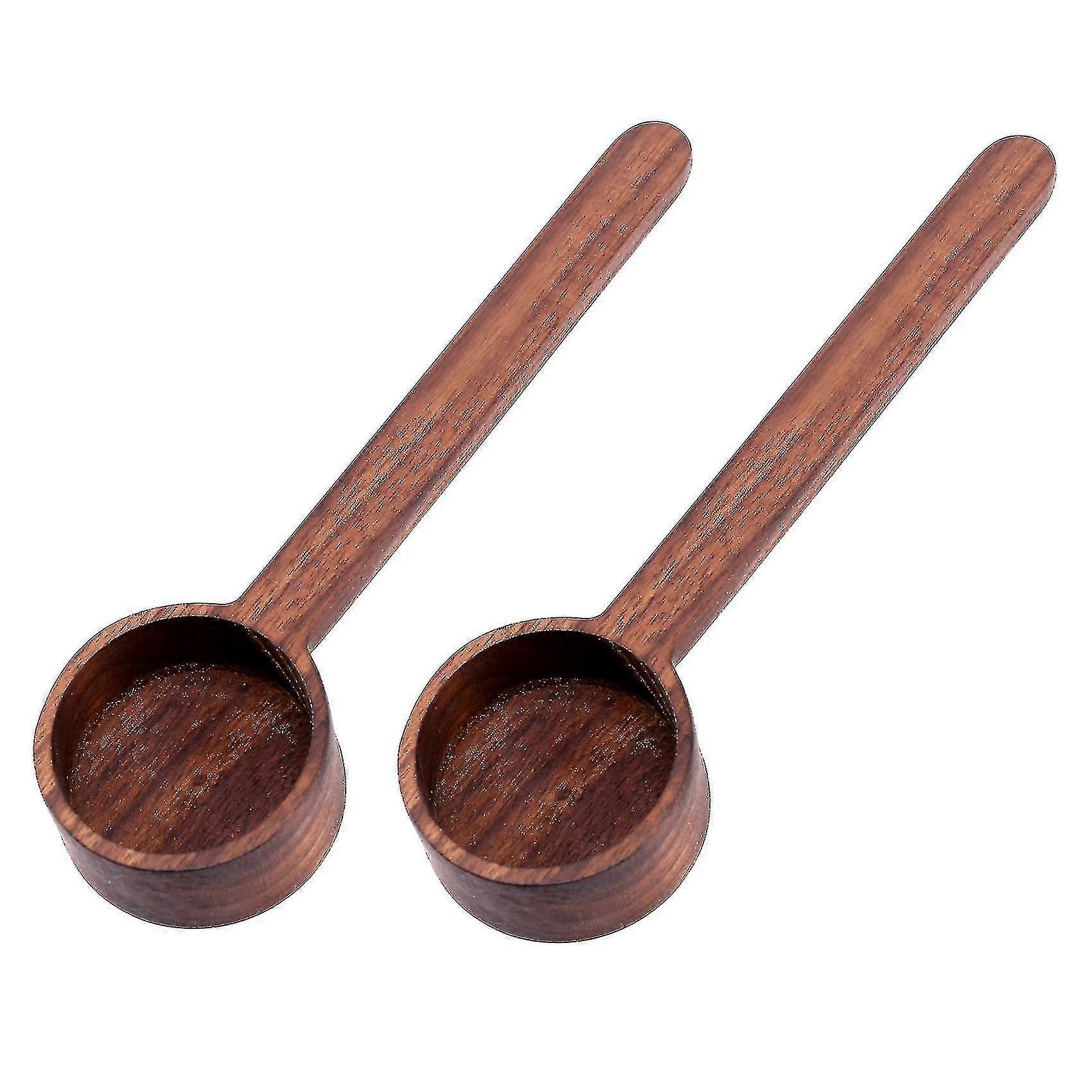 2 Pieces Long Handle Coffee Black Walnut Tablespoon For Beans Or Tea