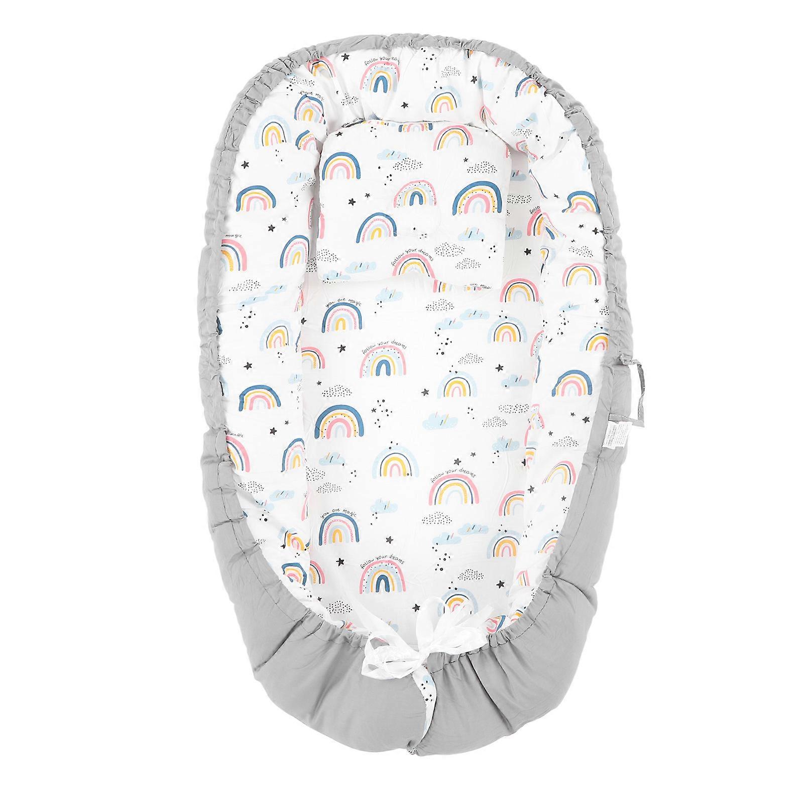 Baby Lounging Foldable Soft Breathable Washable Removeable Infant Nest Cover 19.7 X 33.5in Gray Edge Pink