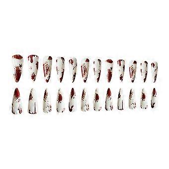 Clavo falso blanco de leche de sangre simple clavo artificial brillante de borde liso con pegamento para vestido de chica caliente a juego