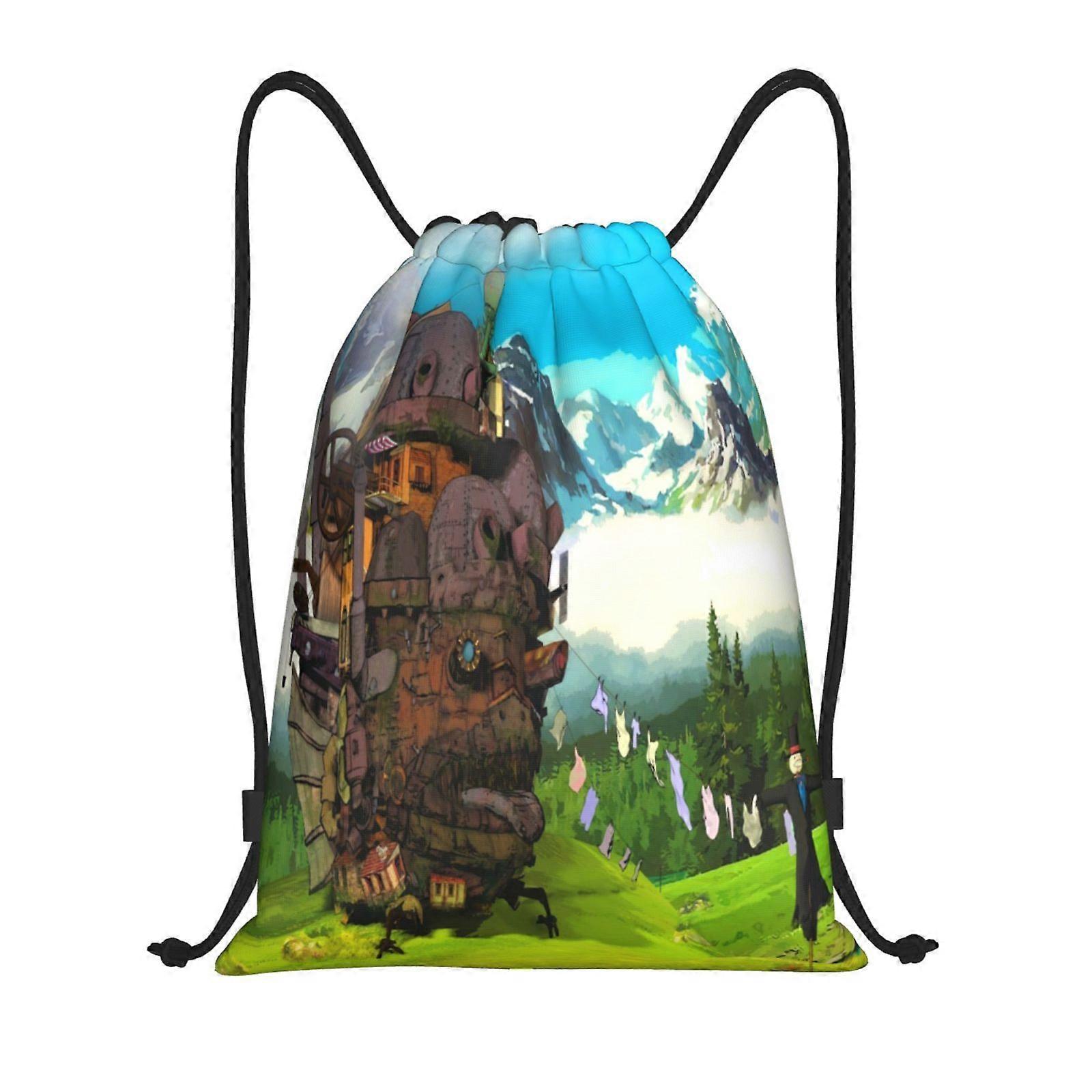 i30 Howls Moving Castle Canvas double shoulder backpack easy to clean and carry, suitable for any outing l30