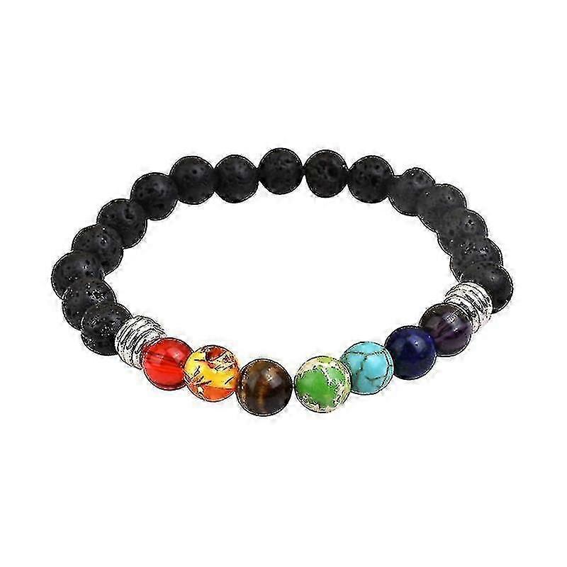 セブンチャクラヨガエネルギーブレスレット火山石ブレスレット溶岩石ブレスレット