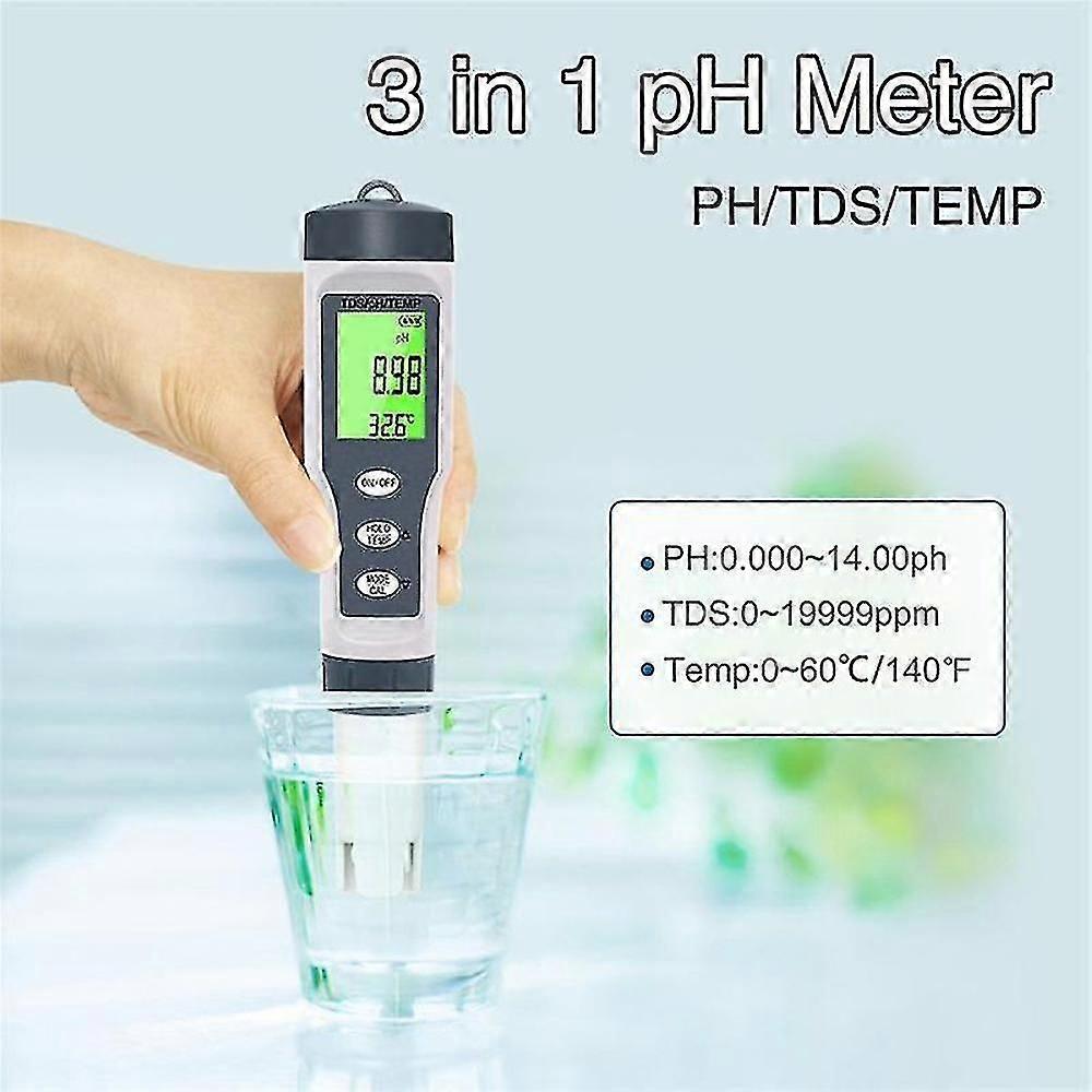 Ez-9901 Ph Meter 3 In1 Tds/temp/ Water Quality Tester Pen Conductivity Detector Monitor Purity Measure Tool