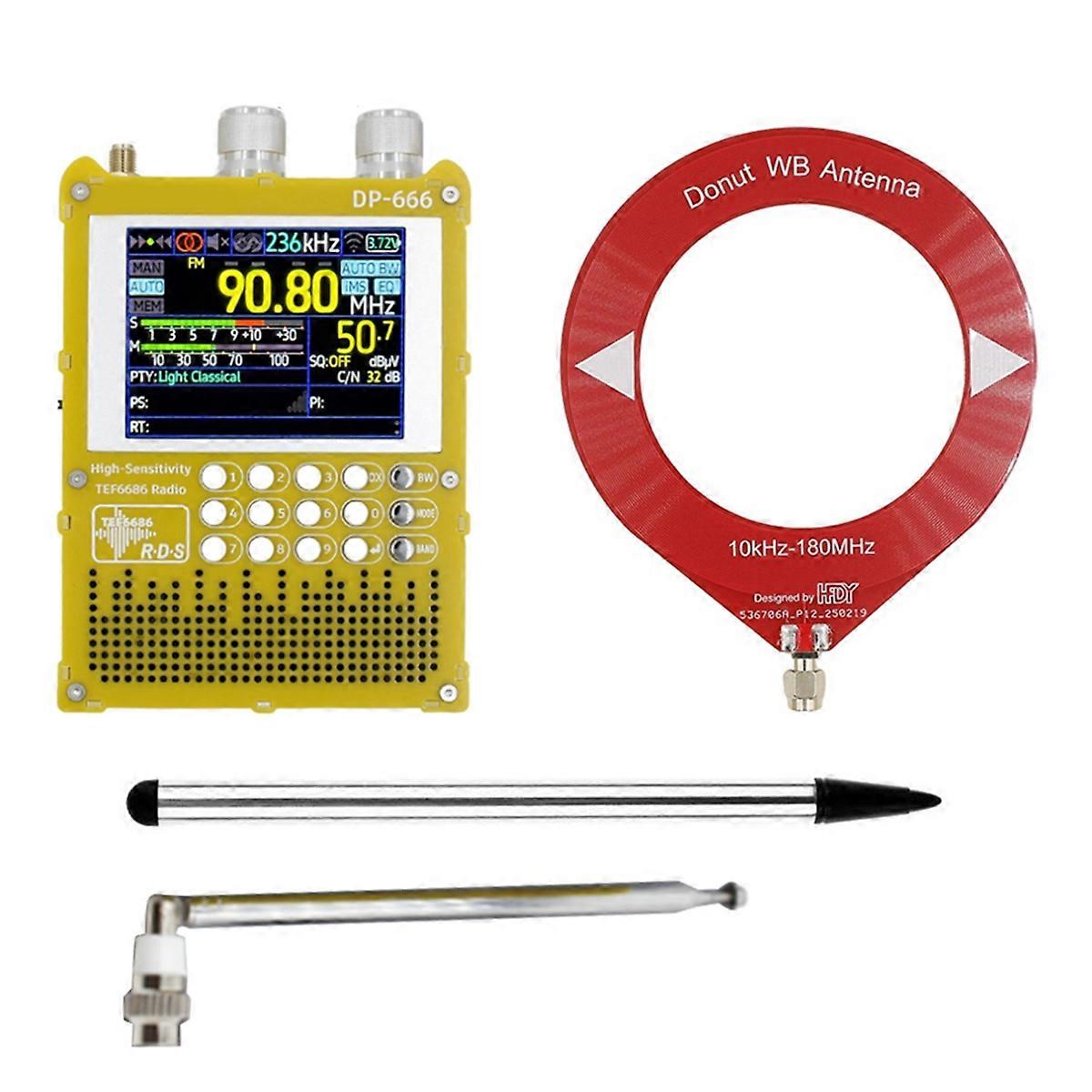 DP-666 TEF6686 High Sensitivity Radio 2.8 Inch IPS Touch Screen Full Band FM AM FM Short Wave Radio