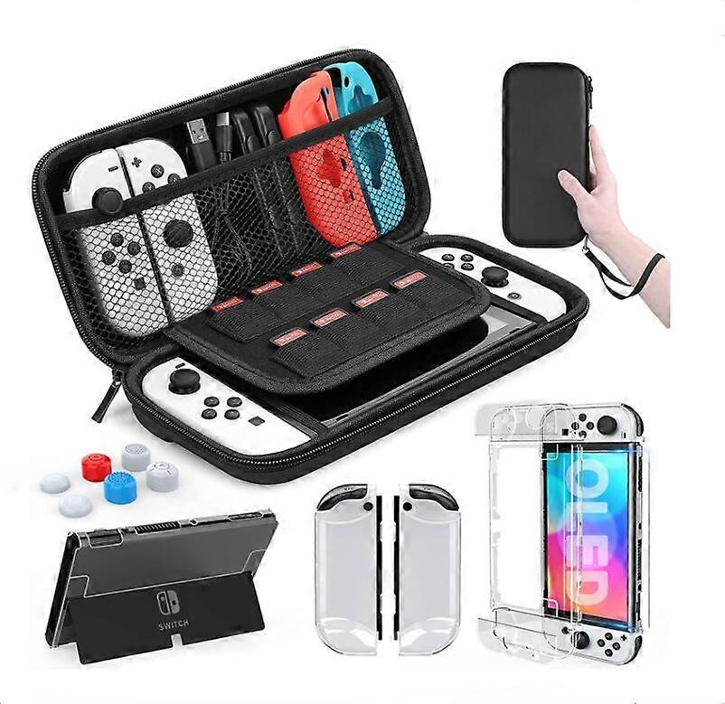 New product SWITCH host tempered film protective shell OLED set oled black storage bag (11 in 1)