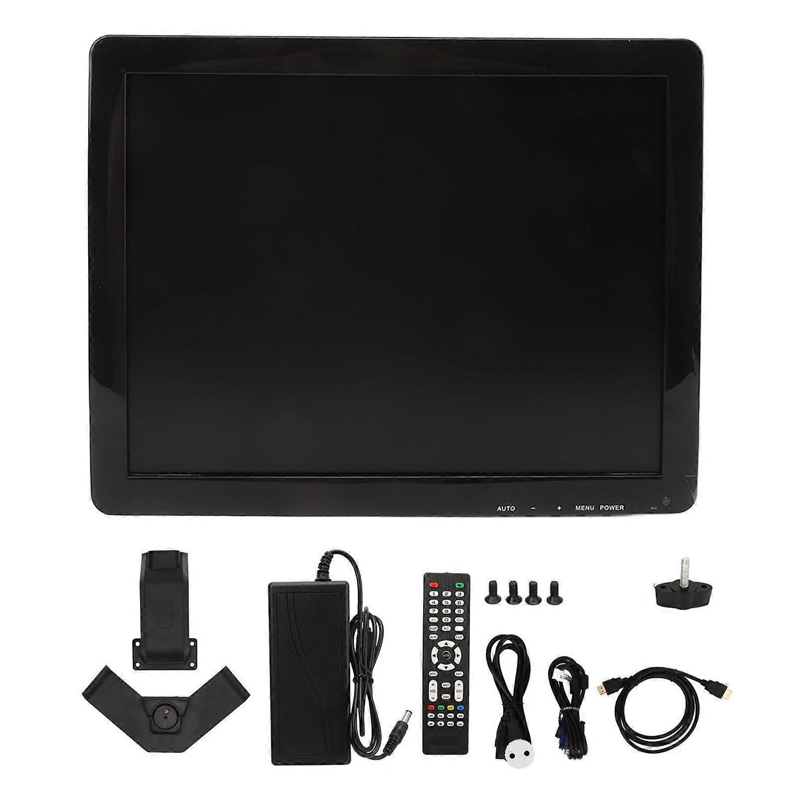 15in TFT LCD Monitor VGA HD Multimedia AV BNC USB DC Input Interface Portable HD Color Screen Display with Speaker Remote Control