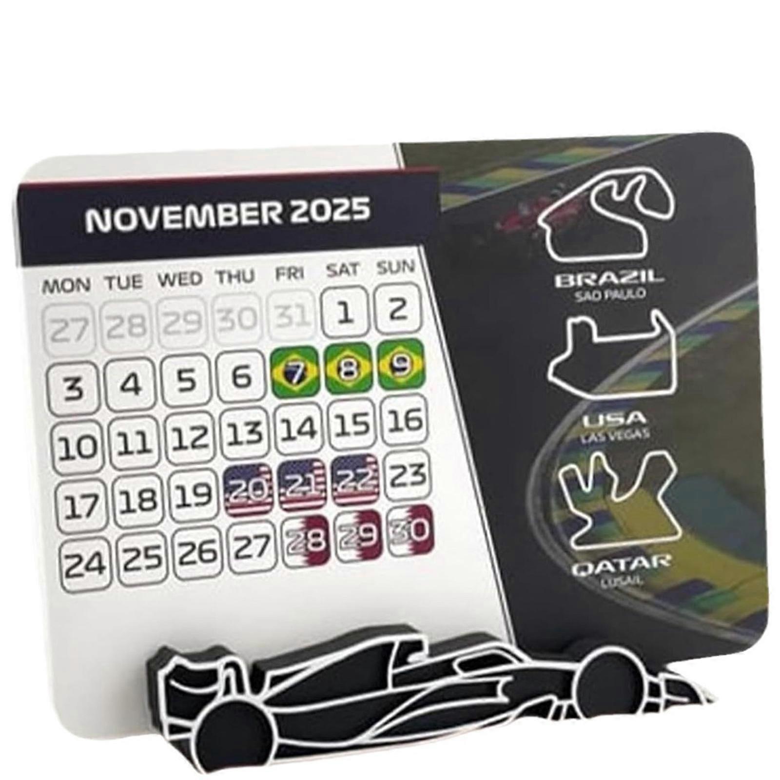 Yearly Motorsport Event Calendar with Event Schedule 2025 Racing Schedule Calendar with Display Stand for Fan and Club