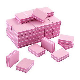 50pcs Portable Nail File Blocks Sponge For Removing Roughness On Acrylic And Natural Nail Great For Travel And Home  Pink