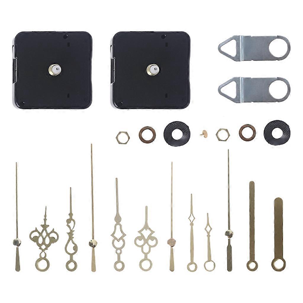 2 Pieces High Torque Long Shaft Wall Clock Movement Mechanism with 4 Different Pairs Hands Repair Replacement DIY